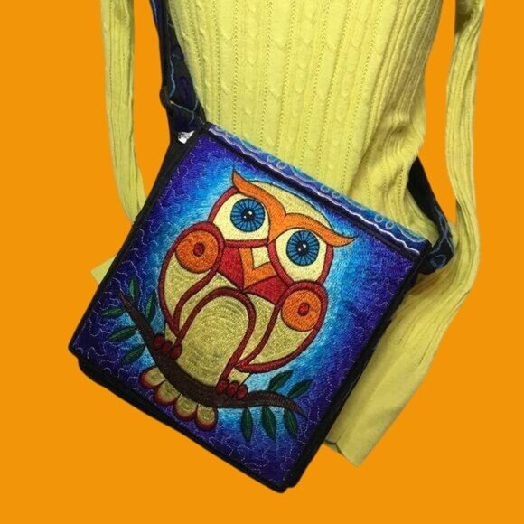 New with tags! BOHO OWL CROSSBODY EMBROIDERY BAG - Picture 2 of 7